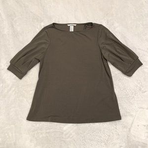 H&M Size S Women's Olive Green Puff Sleeve Blouse